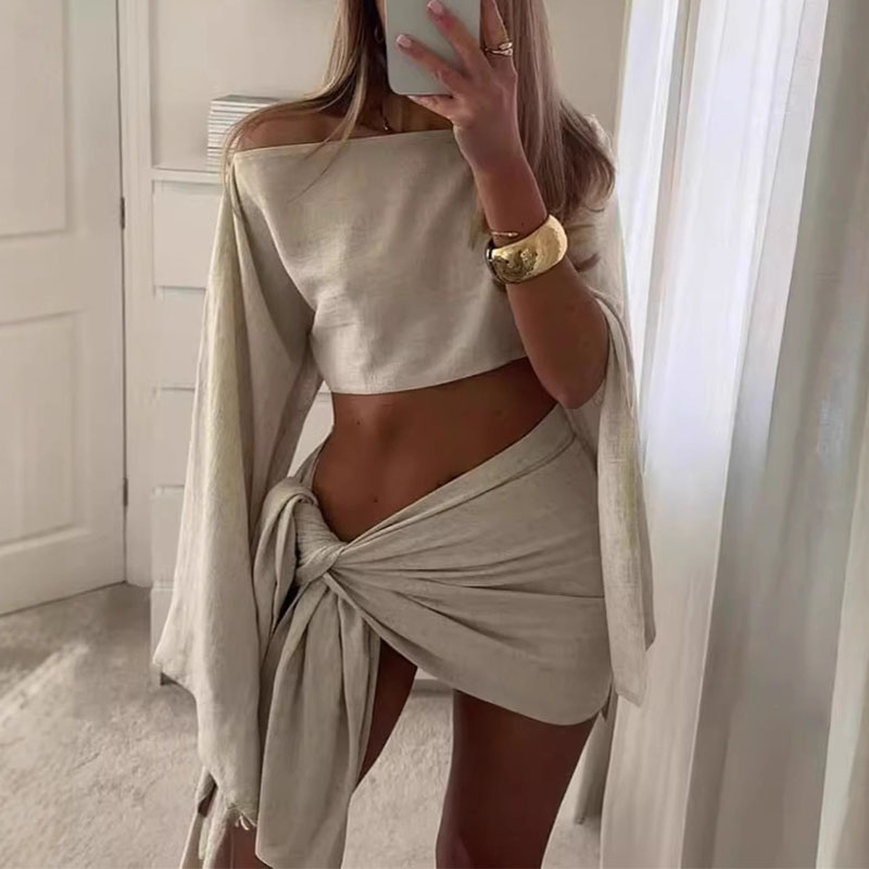 Women Two Pieces Sets Summer C - Crop Top Crochet บทวิจารณ์และราคา