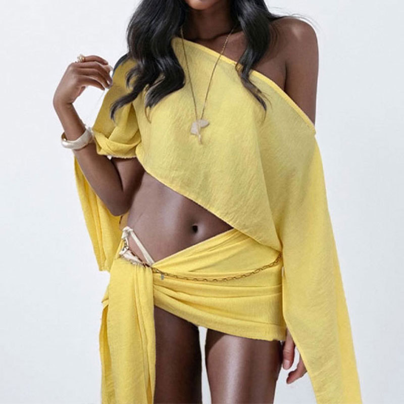 Women Two Pieces Sets Summer C - Crop Top Crochet บทวิจารณ์และราคา