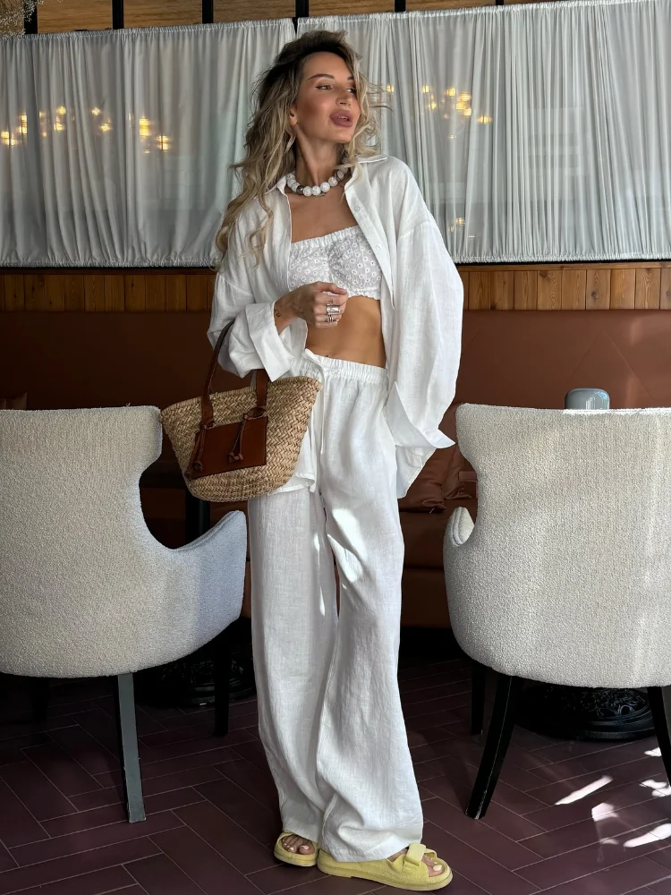 2025 Solid Casual Cotton Linen - Linen Pant Wide บทวิจารณ์และราคา