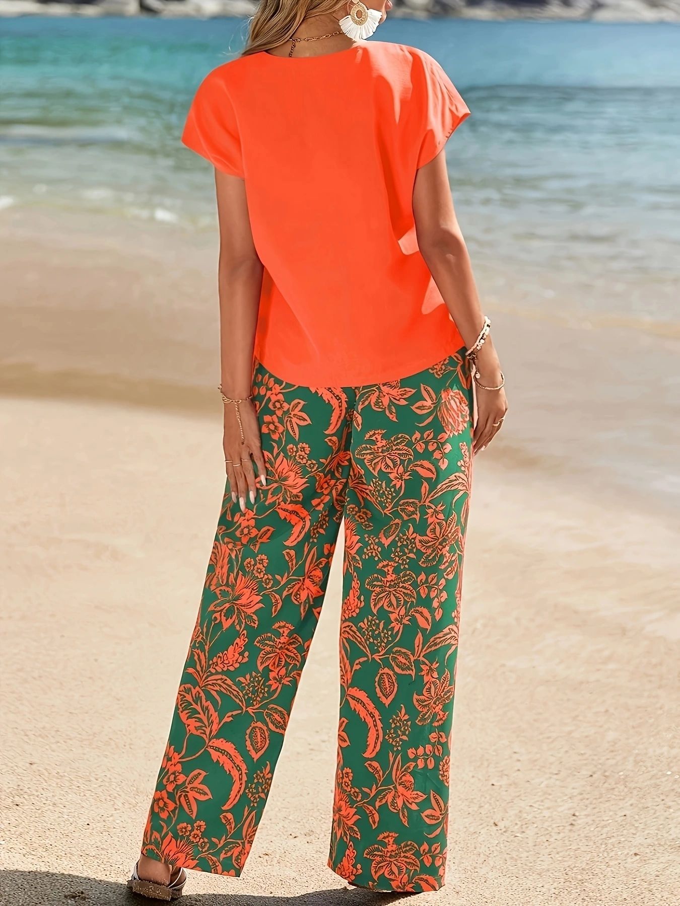 2026 Summer Women 2 Piece Outf - Romper Floral Print บทวิจารณ์และราคา